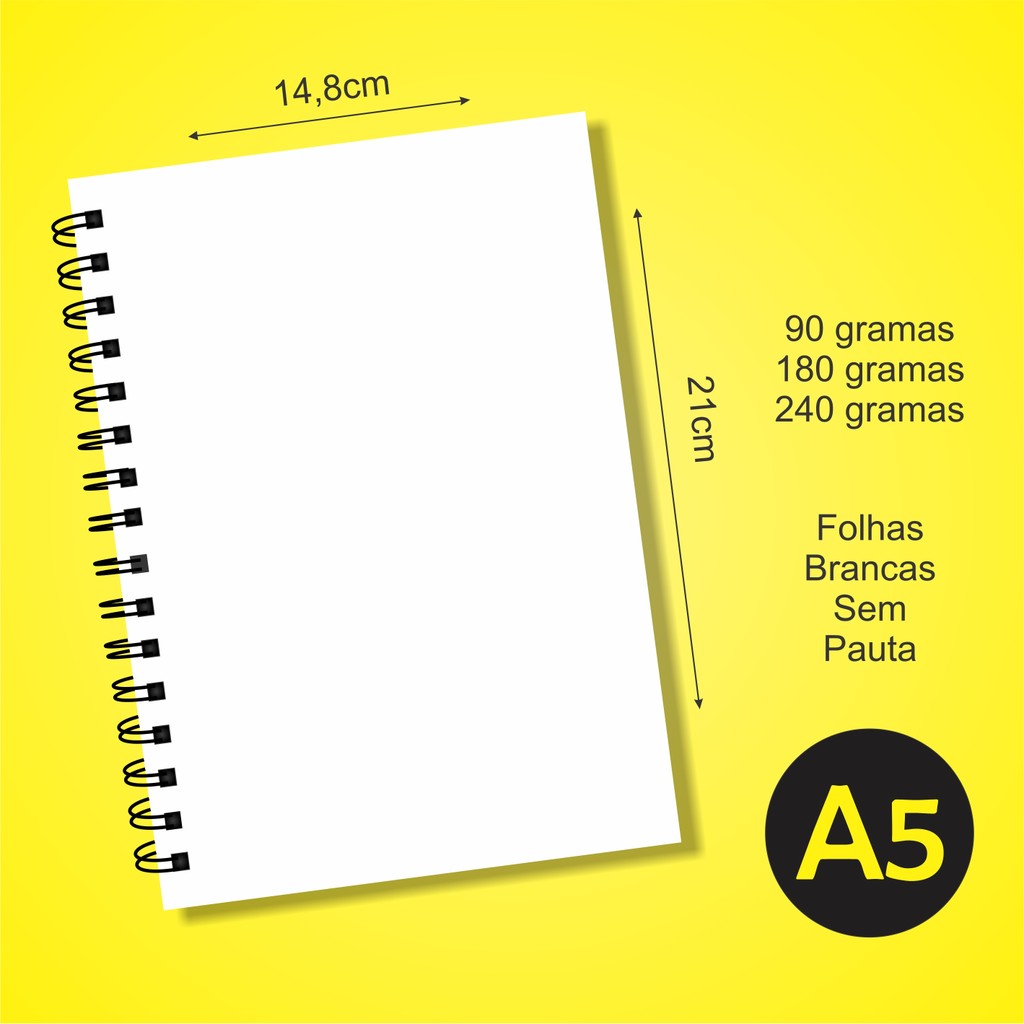 Bloco Sketchbook Smooth Capa Dura Liso Offset 180g A5 100 Páginas 50fls desenho artístico mangá anime pintura esboço