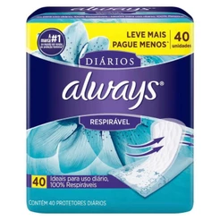 ALWAYS PROTETOR DIÁRIO RESPIRÁVEL COM 40 UNIDADES