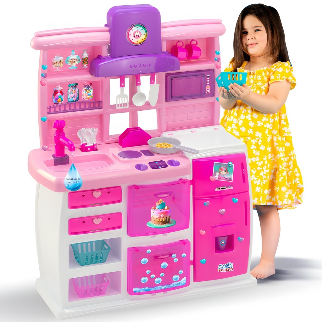 Cozinha Master Completa Magic Toys Brinquedo Pia Que Sai Água Geladeira E Forno - Magic Toys
