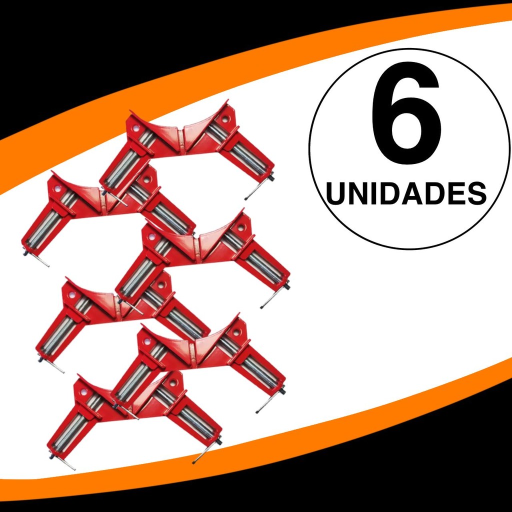 Kit com 6 Grampos Sargento Angular 90° Graus 3" Polegadas REFORÇADO 100% EM AÇO
