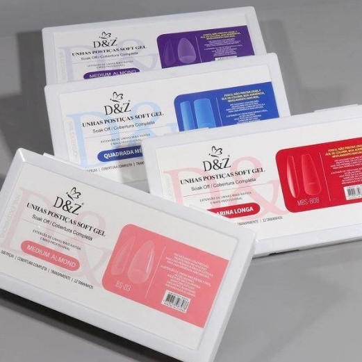 Unha postiça soft gel d&z com 500 unidades Cobertura Completa em Oferta na Shopee
