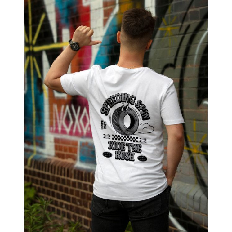 Camiseta Acelerando Giro Role Ride The Rush Camisa Unissex Blusa Algodão 100% Sinta A Adrenalina Casual
