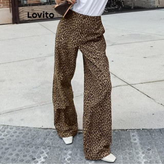 Lovito Calça Casual com Zíper Leopardo para Mulher n LNL363