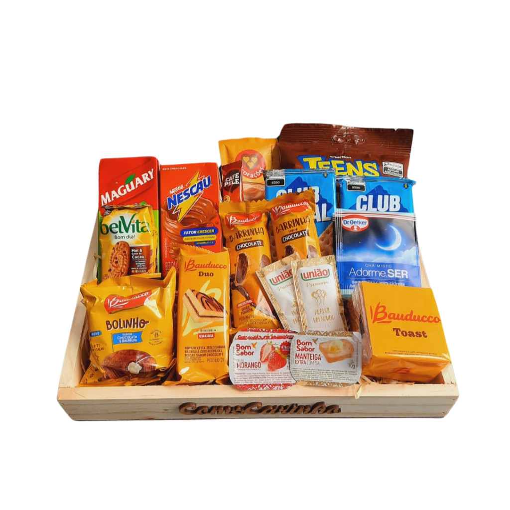 Cesta Café Da Manha Presente Aniversário Mães Pais Namorados em Oferta na Shopee