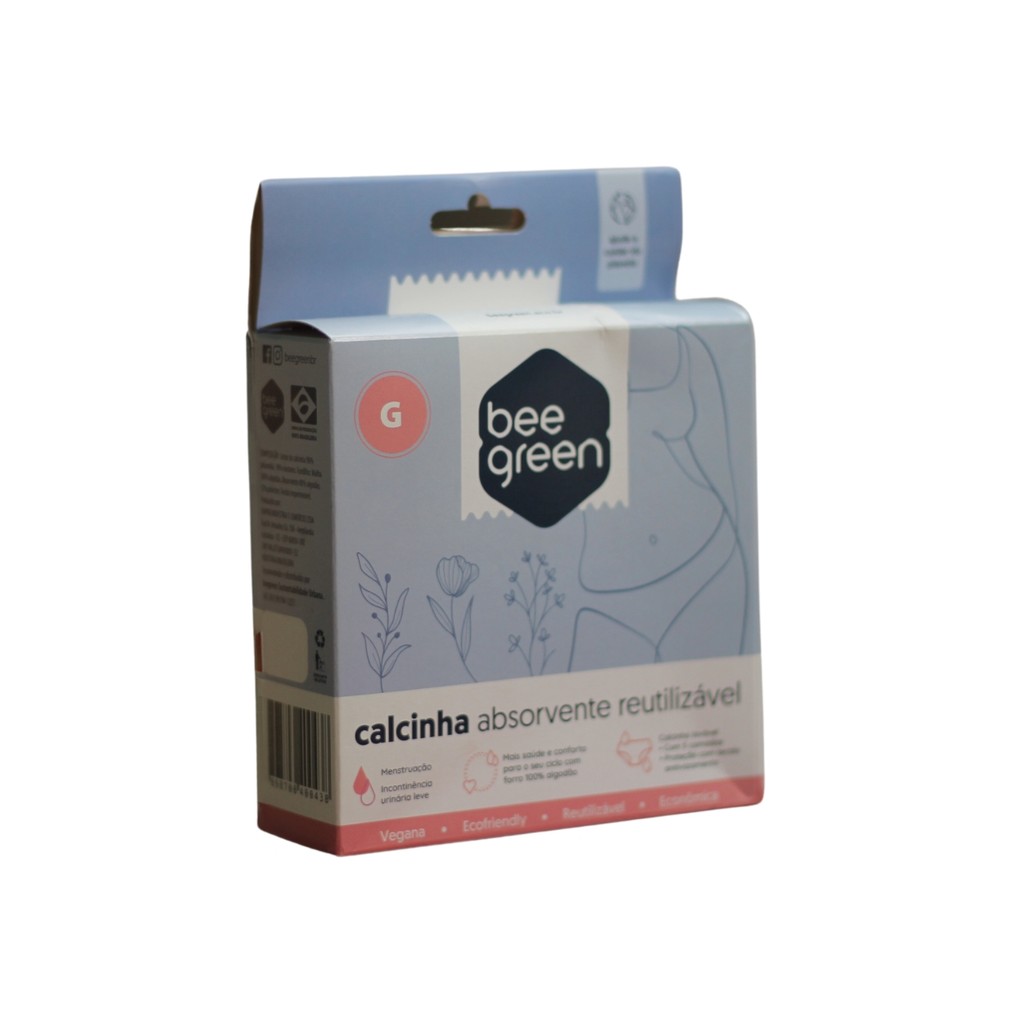 Calcinha Absorvente Reutilizável Fluxo Menstrual Bee Green em Oferta na Shopee