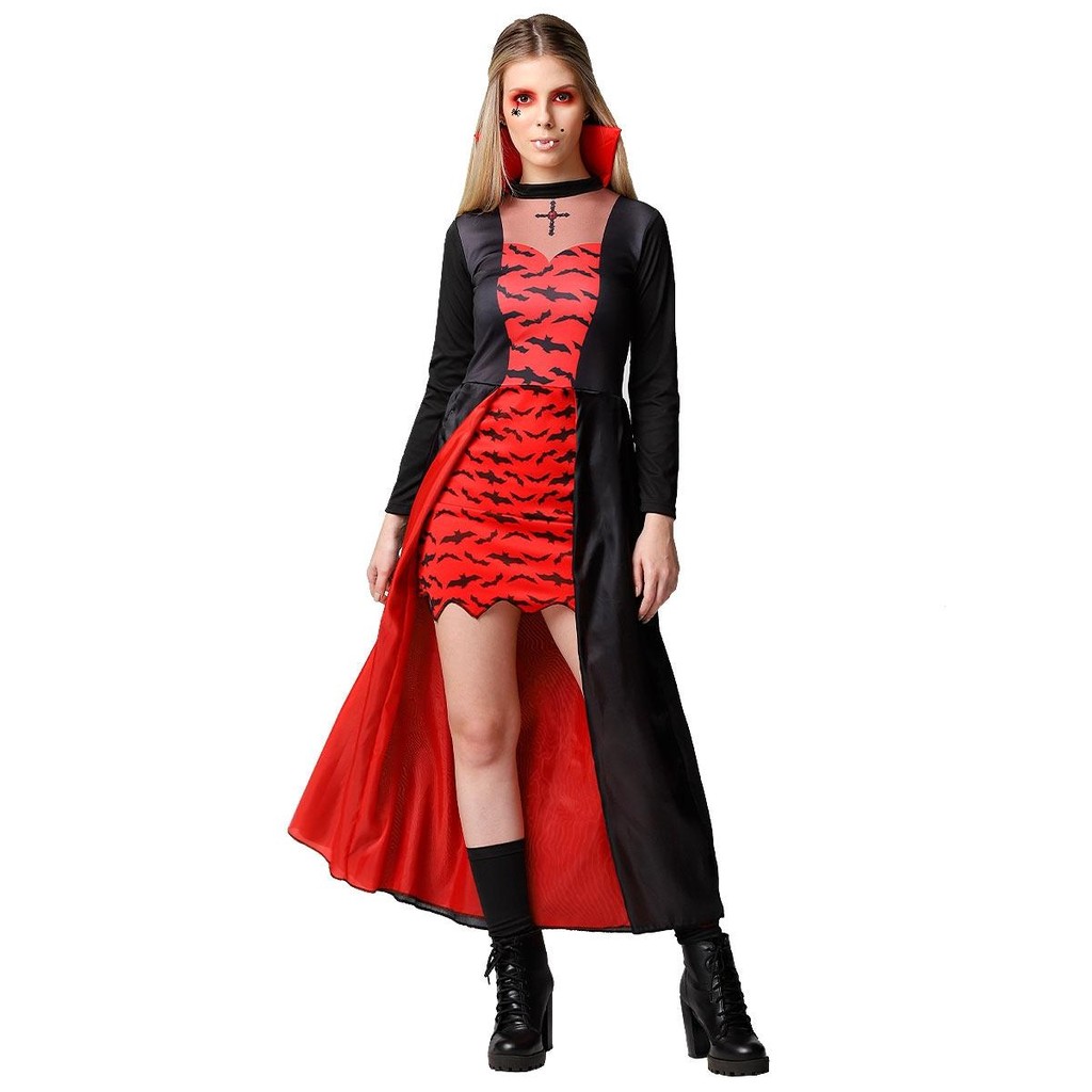 Fantasia Rainha Vampira Adulta de Halloween Com Presas em Oferta na Shopee