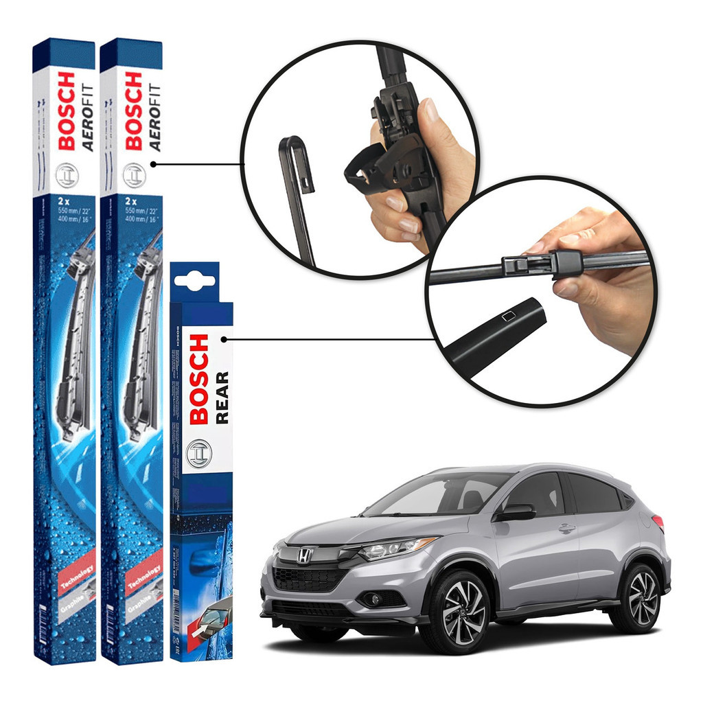 3 Limpador Parabrisa Diant + Traseiro Bosch Hr-v 2015 A 2018 em Oferta na Shopee