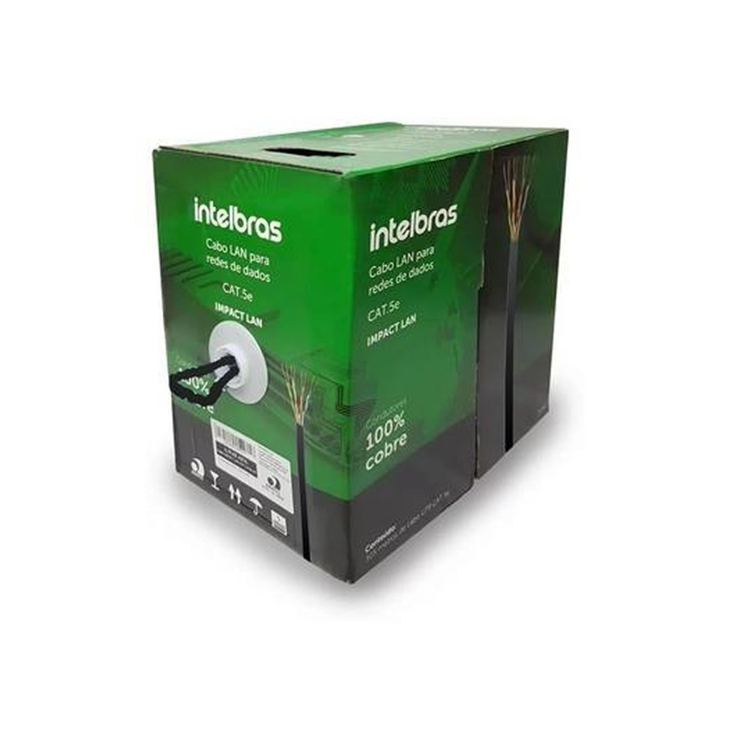 Cabo de Rede Intelbras IL5CAZ Impact LAN 100% Cobre Preto UTP Cat5E 305m
