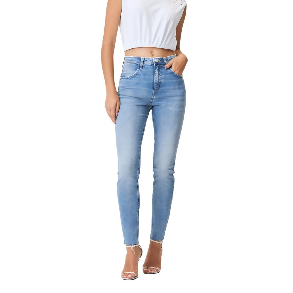 Calça Feminina Jeans Cigarrete Turmalina Flor De Lis
