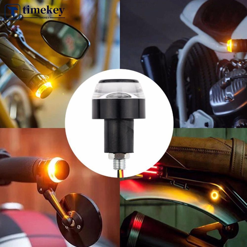TIMEKEY 1Pc Motocicleta Sinal De Volta LED Indicador Luz Pisca Lidar Com Barra Final Guiador Branco Amarelo I6S4