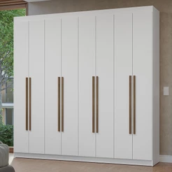 Guarda-Roupa Casal 8 Portas Batentes Branco/Branco/Rustic Netuno Madesa