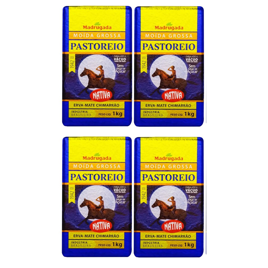 4 Erva mate Chimarrão MADRUGADA PASTOREIO MOIDA GROSSA 1kg