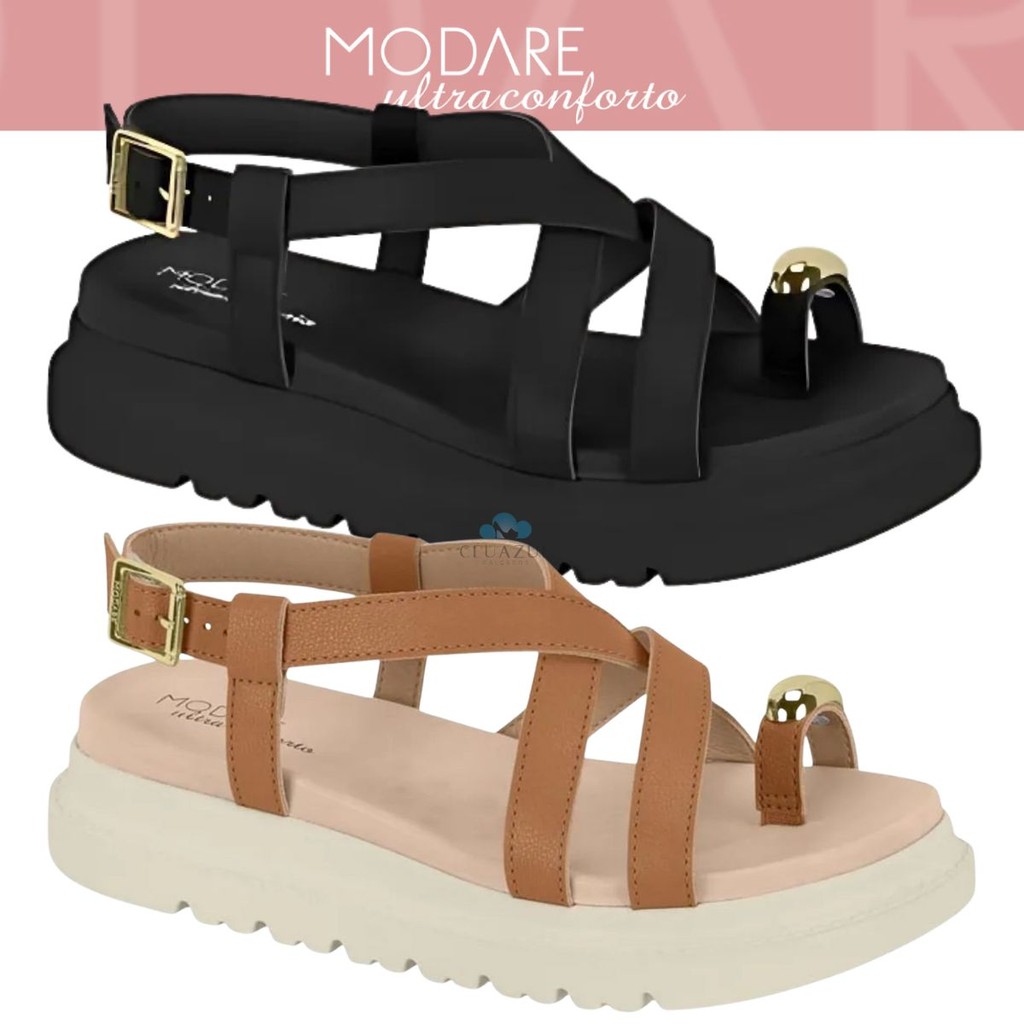 Sandália Feminina Modare Flatform Tiras Cruzadas Dedo Metalico Moderna Estilosa em Oferta na Shopee
