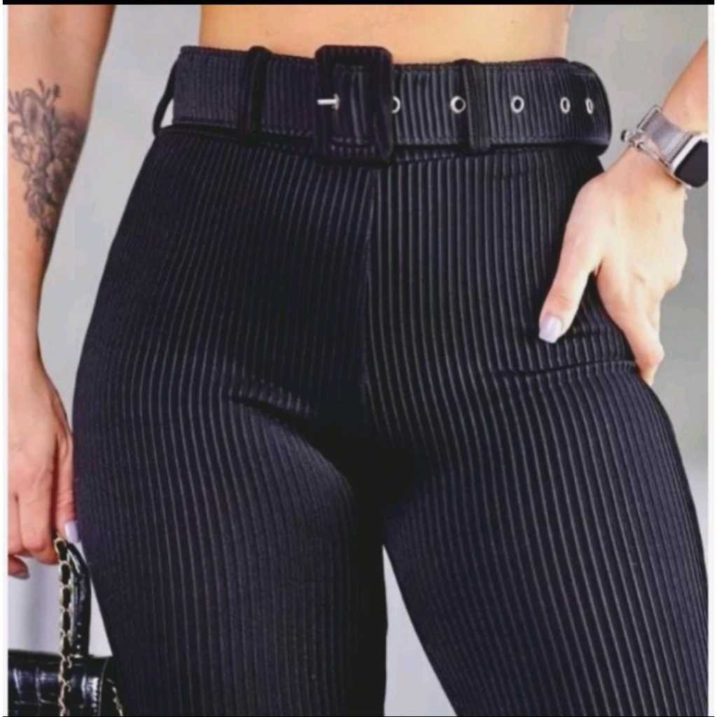 Calça Modeladora Canelado Premium 3DFemenina con Cinto Super Confortavel