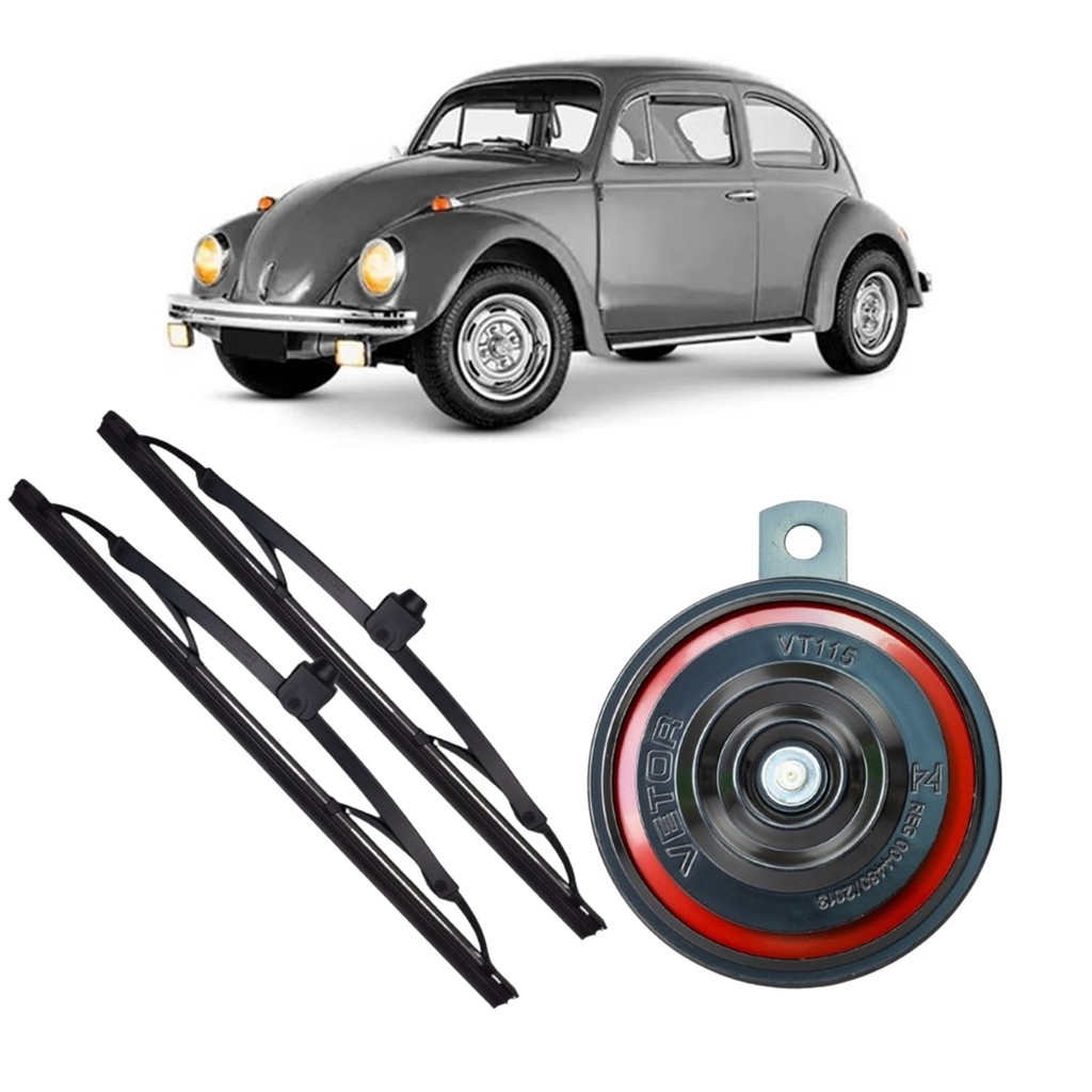 Buzina Paquerinha Bibi + Palheta Parabrisa 9,5" Fusca 53/75 em Oferta na Shopee