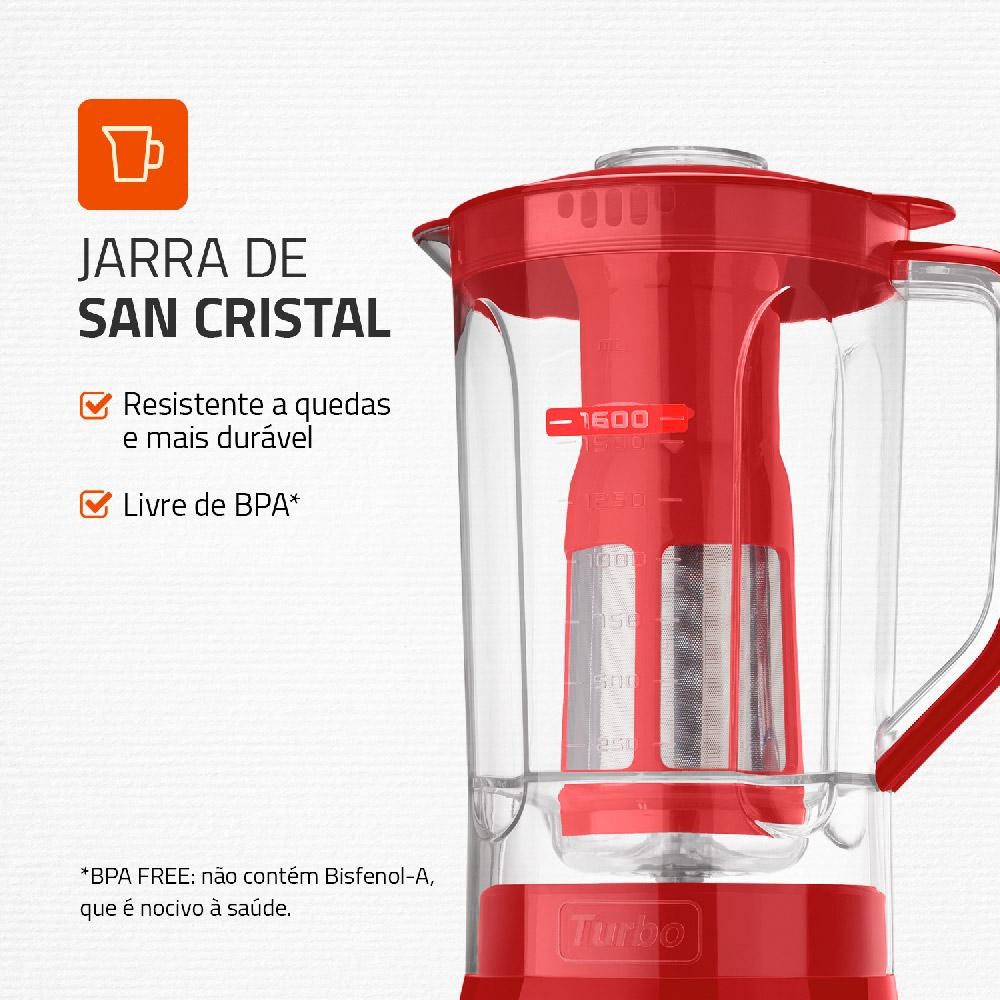 Detalhes do Liquidificador Mondial com Filtro L99 FR 500W 2,2L Vermelho 127V