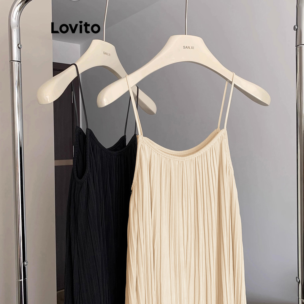 Detalhes do (Hot) Lovito Vestido Casual Liso Franzido Para Mulheres LNE27240 (Multicolorido)