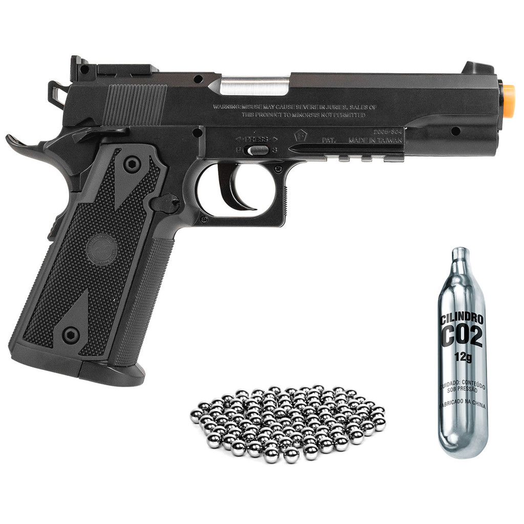 Pistola de Pressão Co2 4.5mm Rossi 1911 Tatical Arma Semiautomática 20 Tiros 393fps - 120m/s em Oferta na Shopee