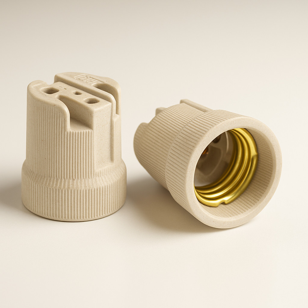 Bocal em Porcelana Base E27 Branco p/ Lâmpadas Resistente Seguro Soquete Padrão Resistente  Instalação Lâmpada Kit Luz