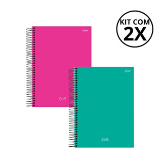 Kit Com 02 Cadernos 10 Matérias Unissex Várias Estampas Stiff - Jandaia COR:ROSA+VERDE em Oferta na Shopee