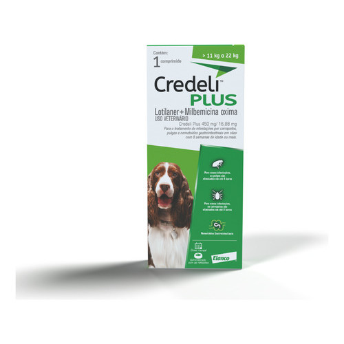 Credeli Plus 450 MG Cães 11 a 22kg 1 Comprimido - Elanco