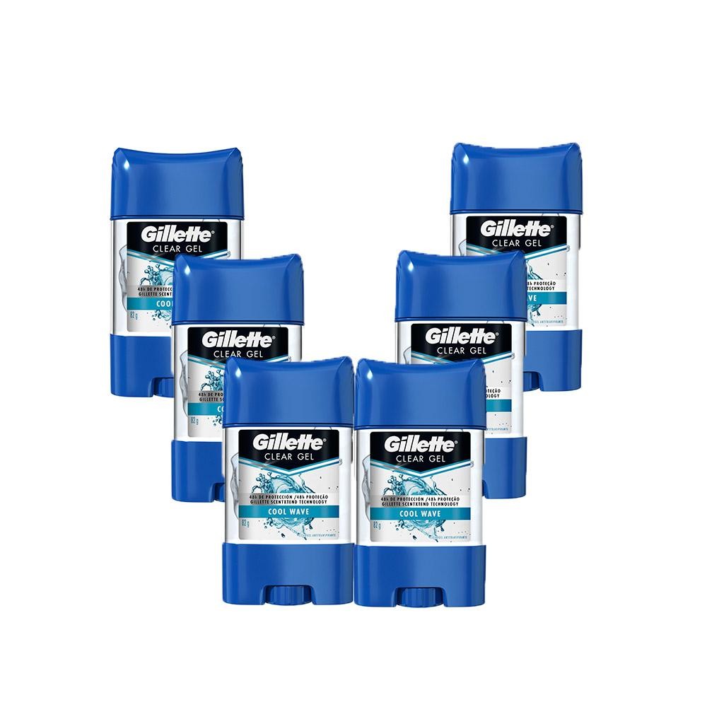 Kit 6 Desodorantes Gillette Clear Gel Cool Wave 82g em Oferta na Shopee