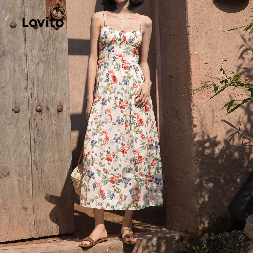 Detalhes do Lovito Vestido Bohemian Toque Delicado Primavera Verão Feminino LBL26255