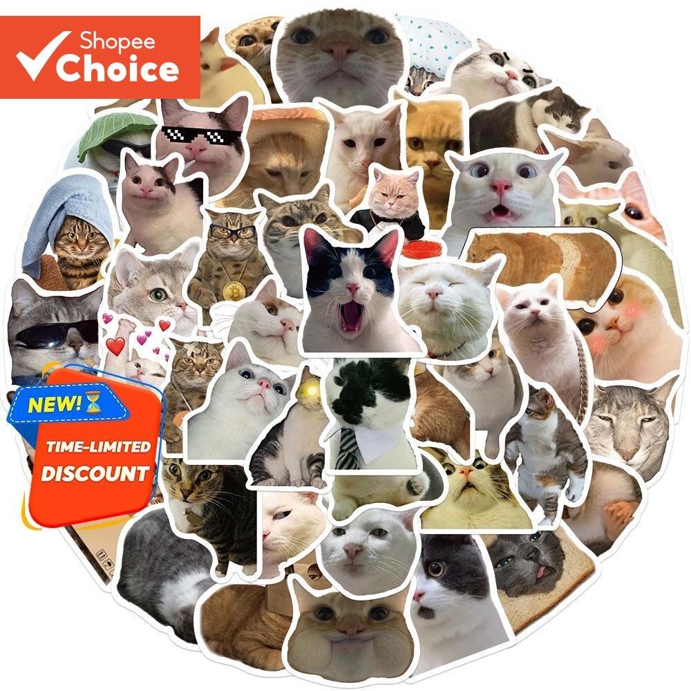 50 Peças Adesivos Engraçados De Meme De Gato Para Laptop Skates Capa De Telefone Decalque Reforjado Glória
