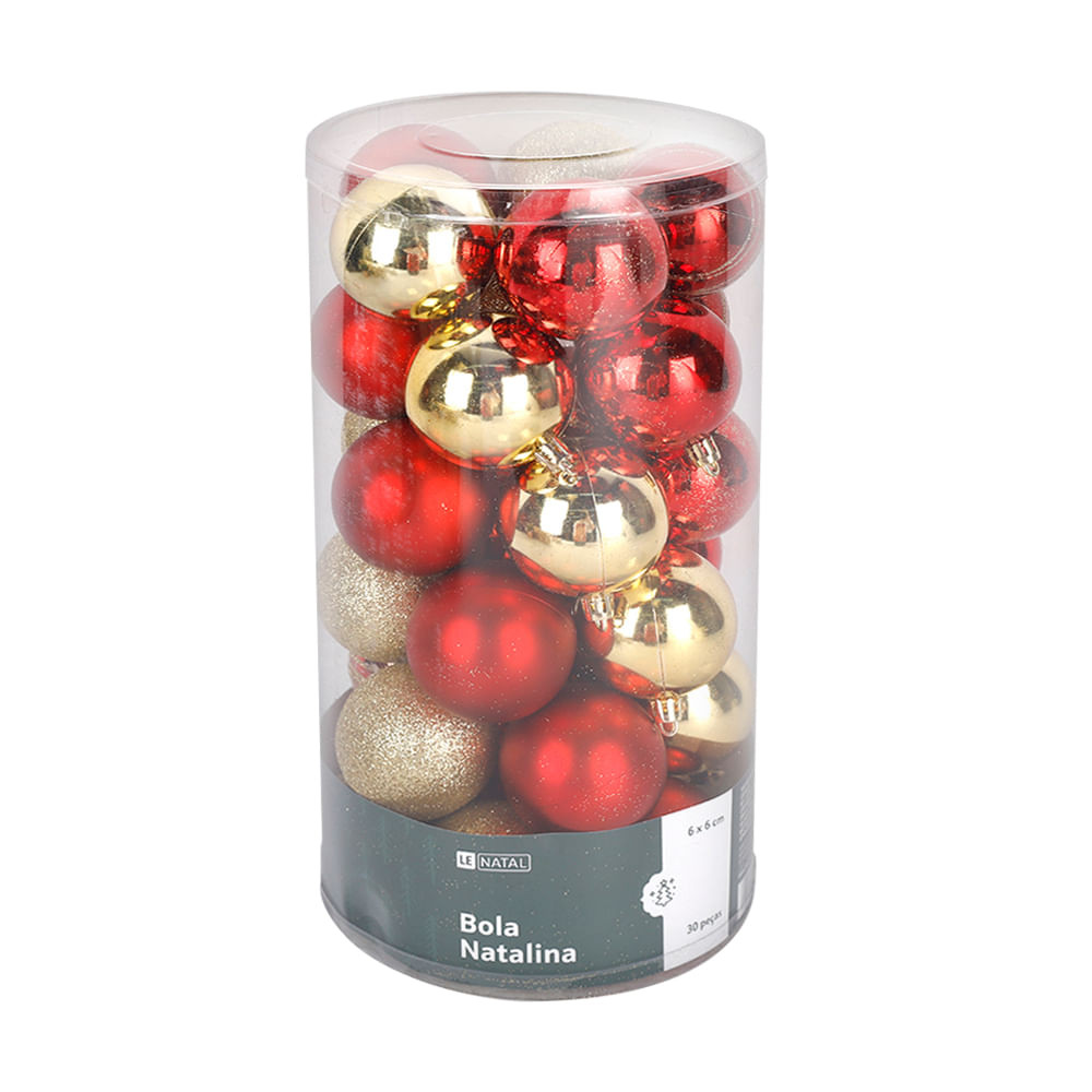 Tubo Bola Natal Le 6cm com 30 Unidades - Home & Living