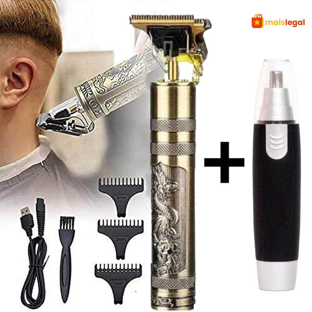 Kit cuidados masculinos - Barbeador e aparador de pelos Maquina cortar cabelo dragão