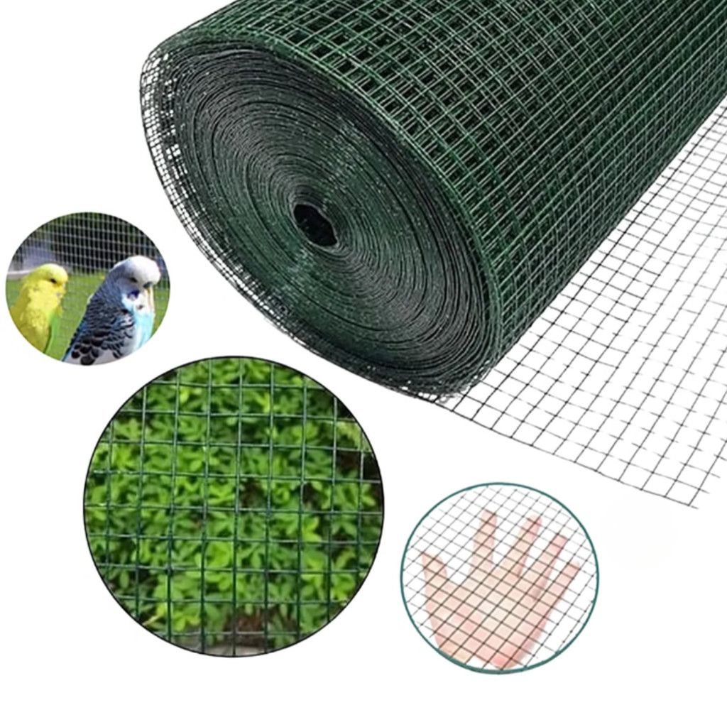 Tela Aço Revestida Pvc Verde 12mm 1m x 1m Reforço Proteção Alambrado