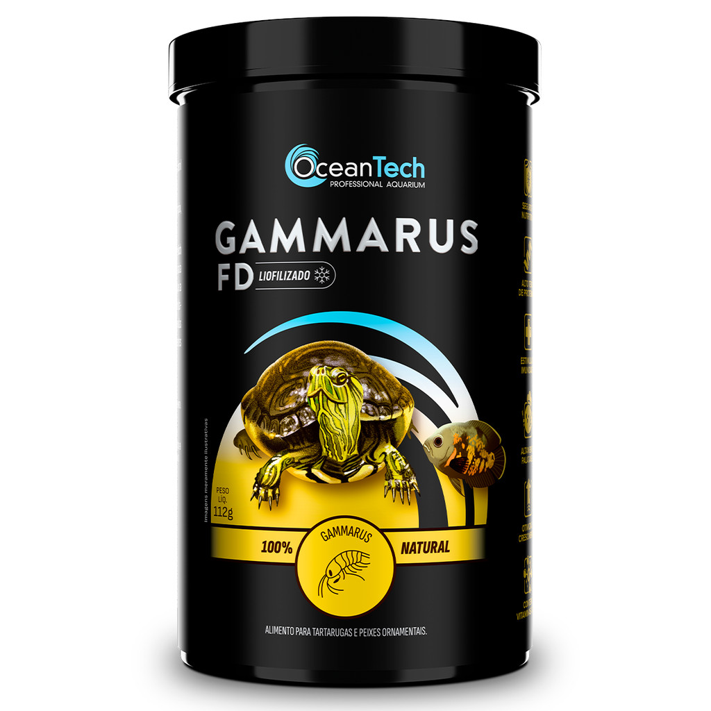 Ração Gammarus FD 112g Liofilizada Ocean Tech para Tartarugas e Peixes
