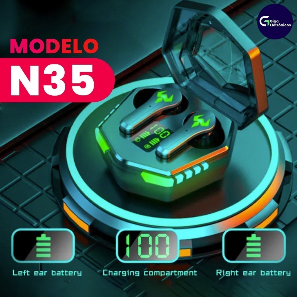 N35 W11 TWS Fone De Ouvido Sem Fio Bluetooth 5.2 Jogadores Interruptor Modo Duplo 8D Músic...