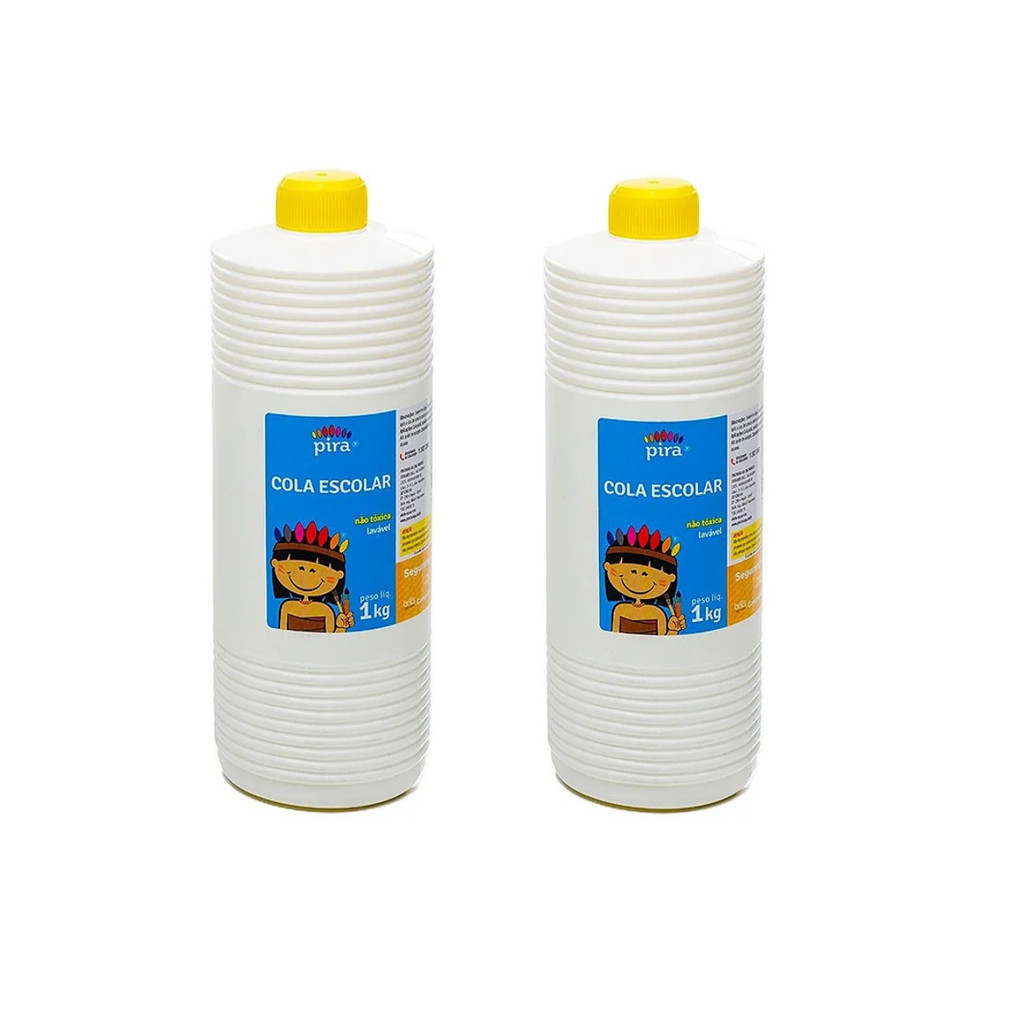 2 Colas Liquida Branca 1kg Escolar Lavável