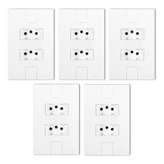 Kit 5 Tomadas Dupla 20a Pluzie Modular Caprice Cor Branco 4x2
