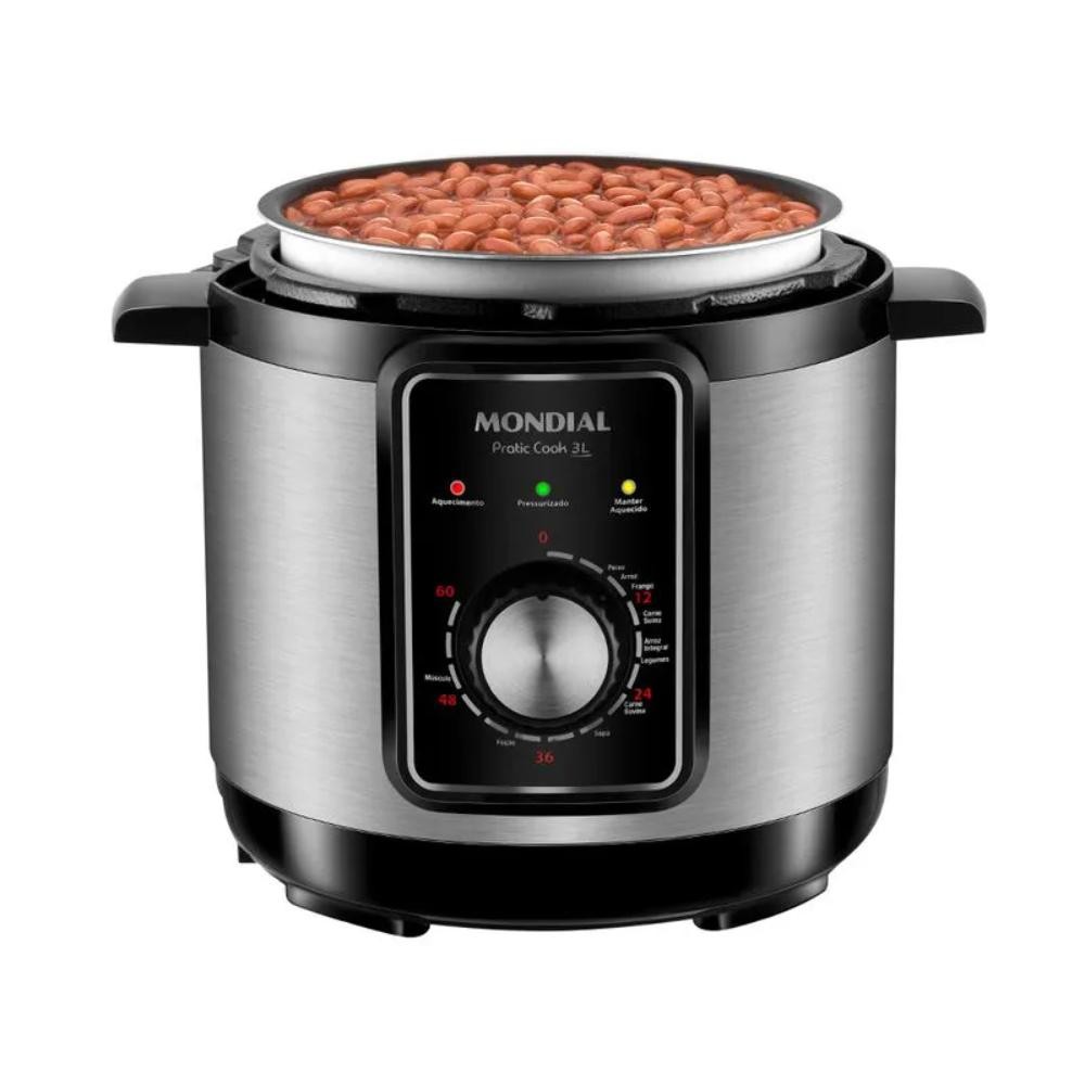 Panela de Pressão Elétrica Mondial Pratic Cook 3L 10 Funções 700W Preto 127V - PE-47-3L-I em Oferta na Shopee