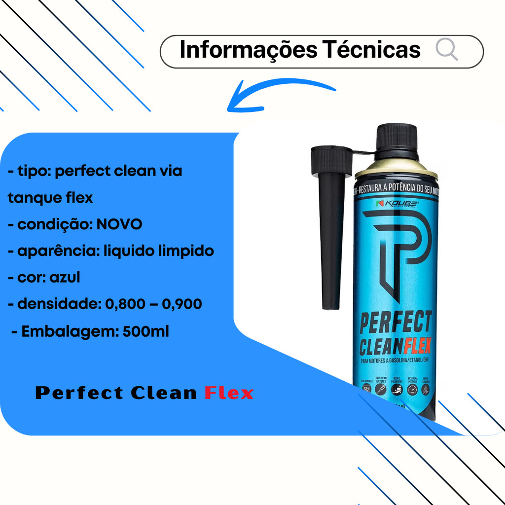 Detalhes do Perfect Clean Via Tanque Koube Aditivo Combust Flex Gasolina Gnv Limpa Bicos Descarbonizante
