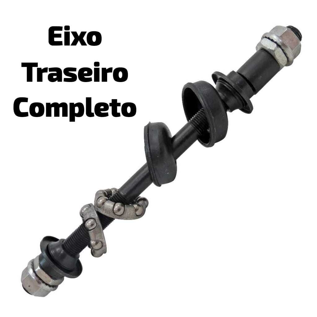 Eixo Traseiro Reforçado Completo 175mm Preto Bicicleta Bike em Oferta na Shopee