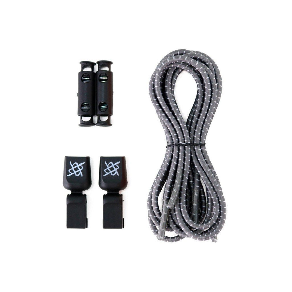 Cadarço Elástico para Tênis Hupi Laces 1 Par, Cor: Cinza Risca Branca | Sem Nó, Ajuste Fácil, Ideal para Corrida em Oferta na Shopee