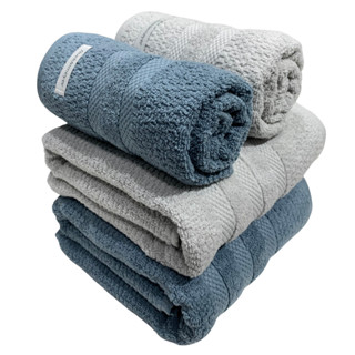 Kit 4 Toalhas Buddemeyer Vanilla Extra Soft Azul Cinza (2 Banho / 2 Rosto) em Oferta na Shopee