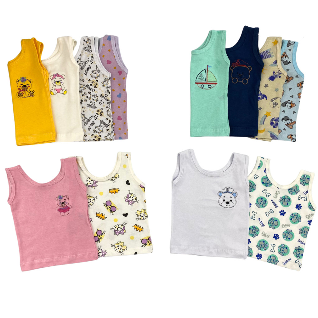 Conjunto Premium Com 6 Camisetas Infantil Estampadas e Lisas 100% Algodão