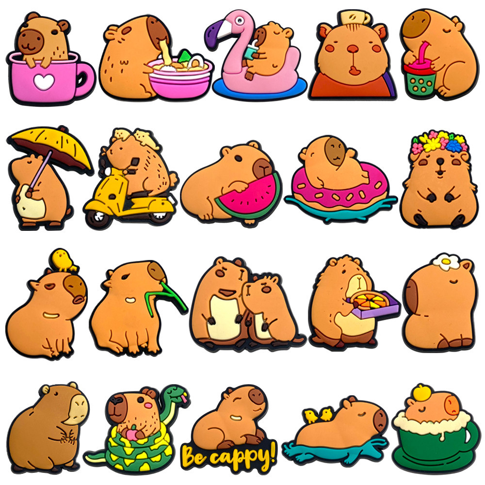 MEIDJ Encantos De Sapato 20 Capivara Padrão Decorações Acessórios De PVC Com Botão