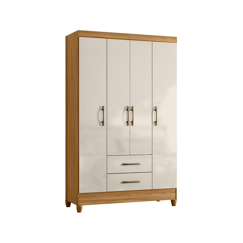 Guarda-Roupa Paraty 111cm 4 Portas 2 Gavetas Freijó/Off White Moval Organização e Estilo