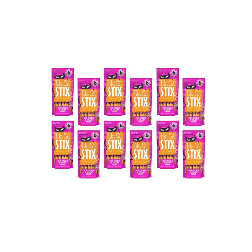 KIT 12 TIKI CAT STIX FRANGO AO MOLHO 6 SACHES