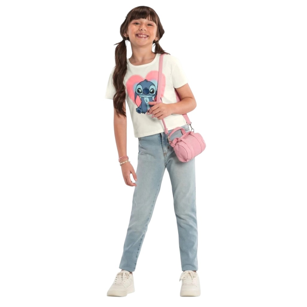 Blusa Cropped Infantil Menina do Stitch Brandili
