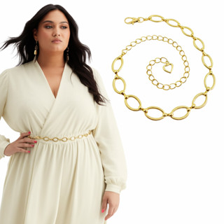 Cinto Plus Size Feminino Tedência Corrente Dourada e Prata Metal Elegante - Julia em Oferta na Shopee