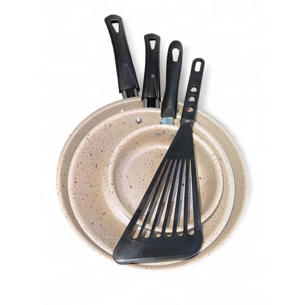 Kit de Frigideira Teflon Antiaderente granito 3 Peças com Frigi-Ovo Conjunto de Frigideira Teflon