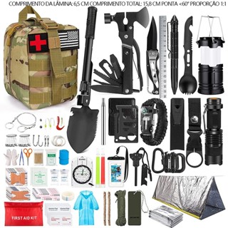 Kit de sobrevivência e kit de primeiros socorros, 42 peças de equipamentos de sobrevivência com bolsa Molle Para homens em Oferta na Shopee