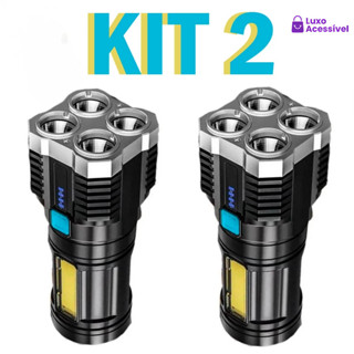 Novo Lanterna Recarregável USB | 4 Core Super Brilhante Multi-Função LED resistente em Oferta na Shopee