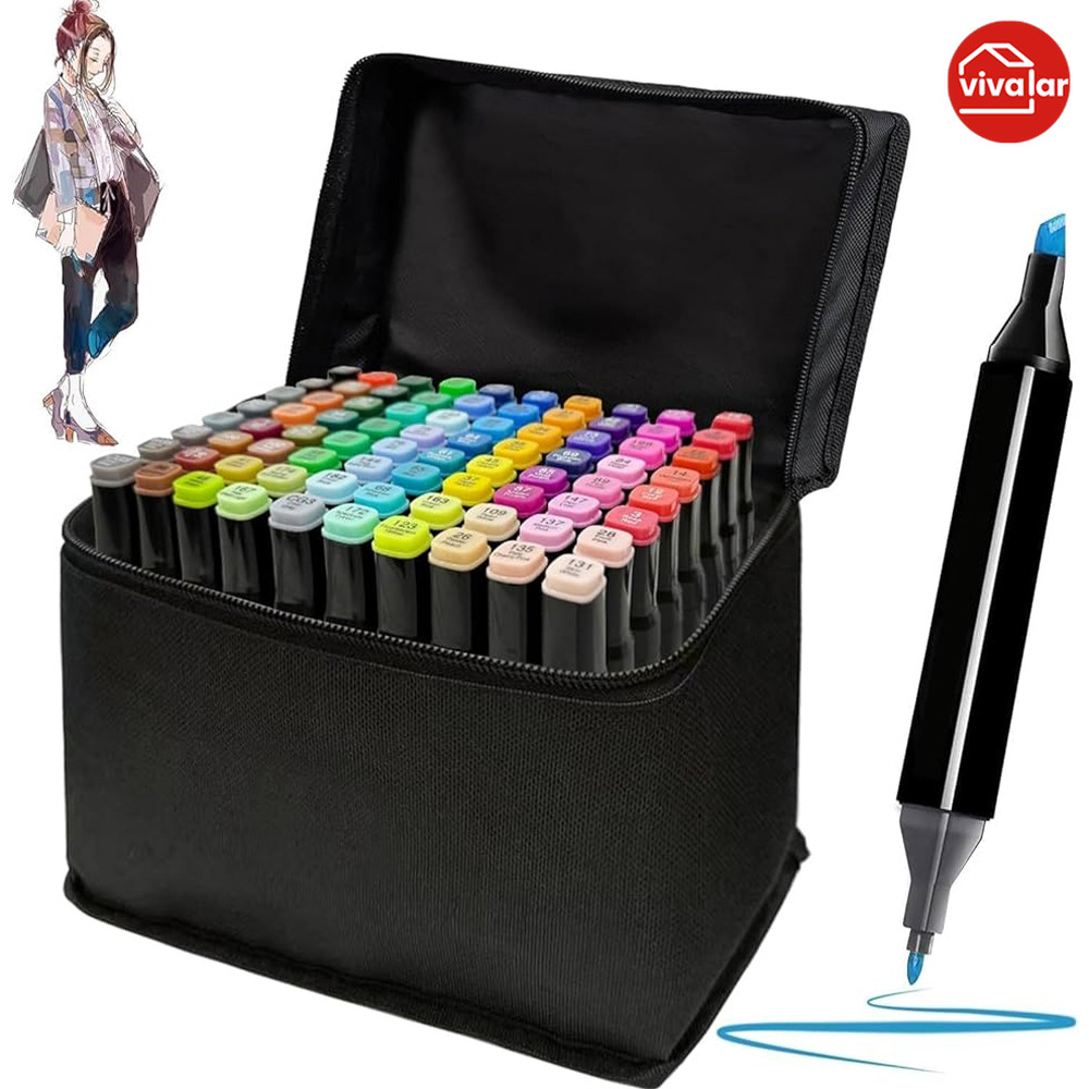 Caneta Marcadora e Brush Pen em Kit, Ideal para Desenho Profissional, Escrita Criativa e Presentes de Qualidade